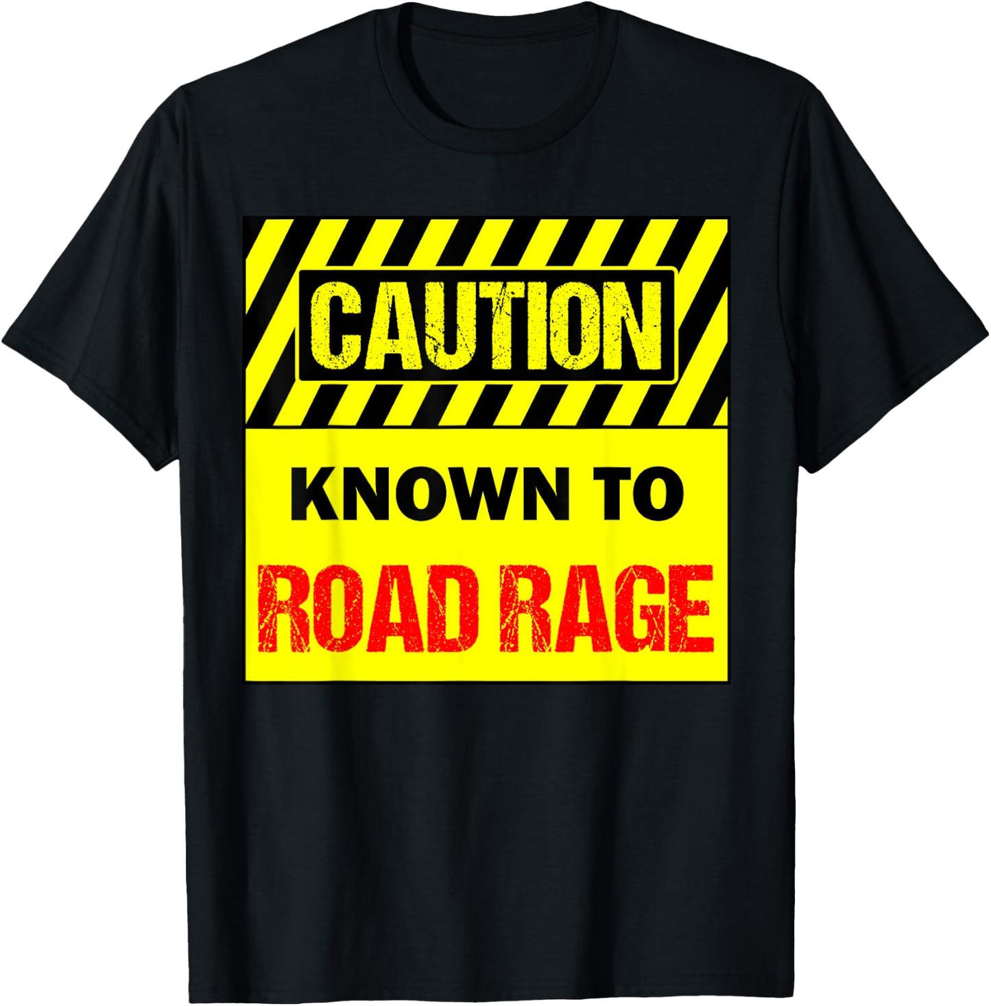 Men's -Adults Black Cotton 60% Polyester 40% Modern Collarless Short Sleeve Known To Road Rage Driver Small T-Shirt - T-Shirt | Black