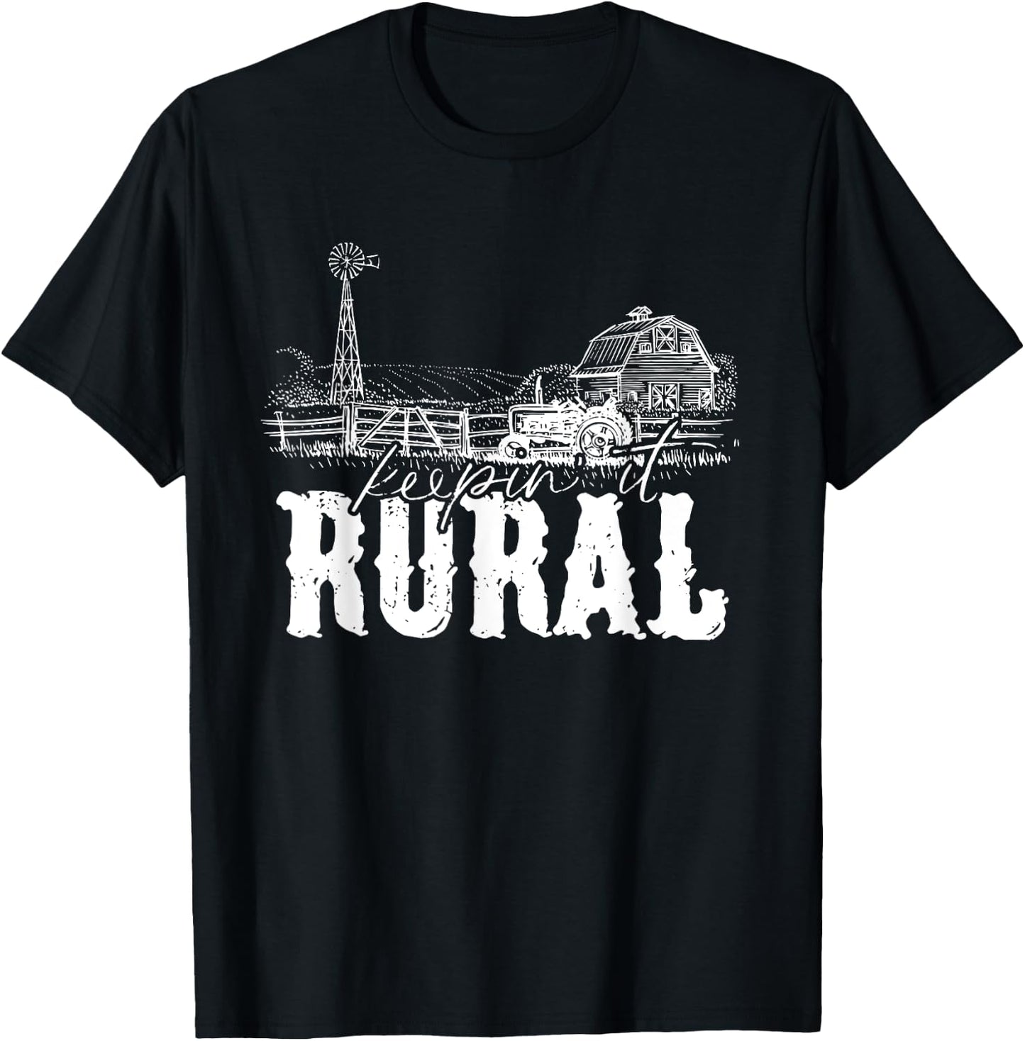Keepin' It Rural Country | Country Farm Tractor T-Shirt - T-Shirt | Black