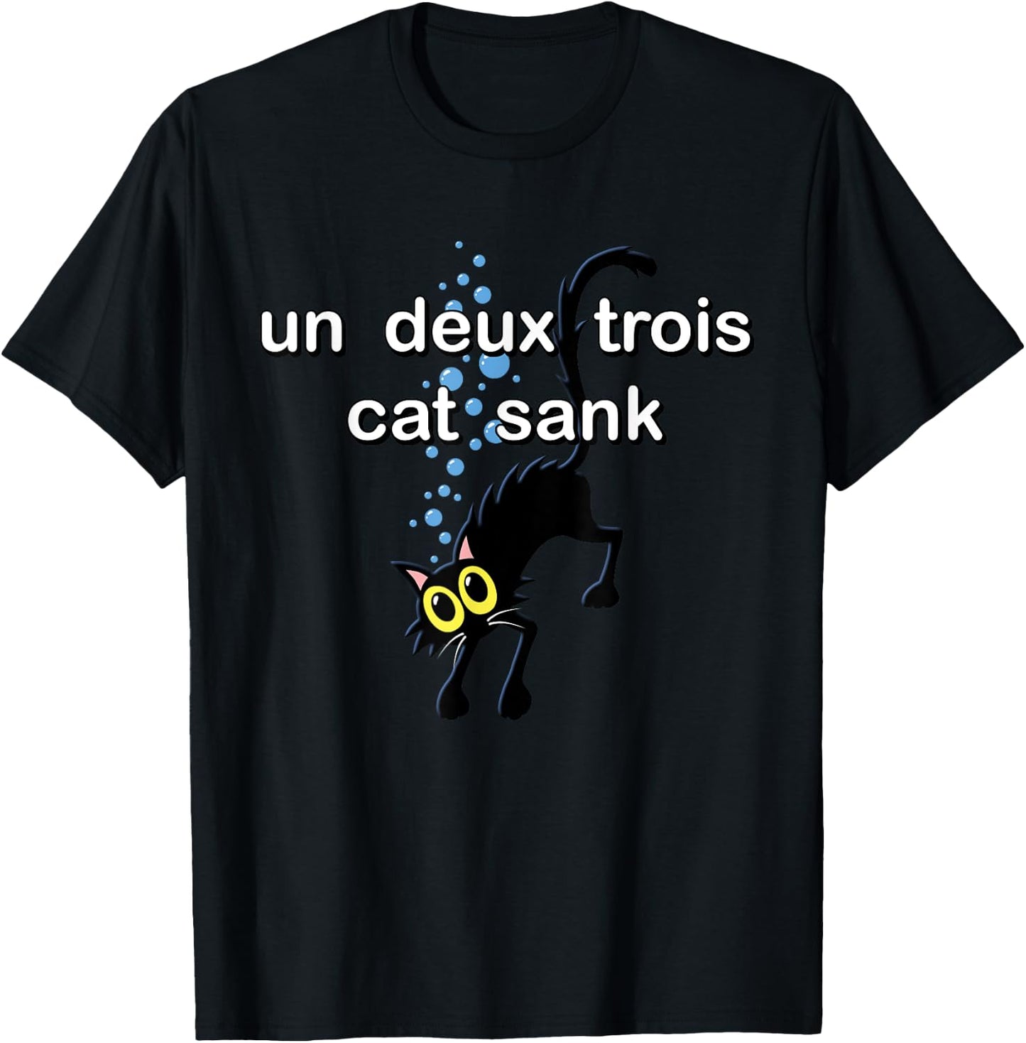 Un Deux Trois Cat - Funny French Language Cute Cat T-Shirt - T-Shirt | Black