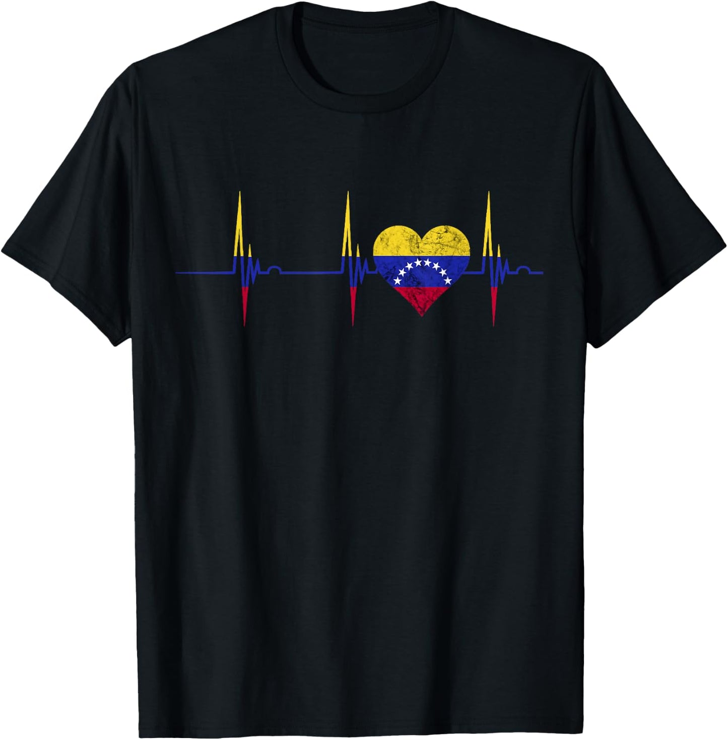 Venezuela Heart Venezuelan Heartbeat ECG Pulse Roots T-Shirt - T-Shirt | Black