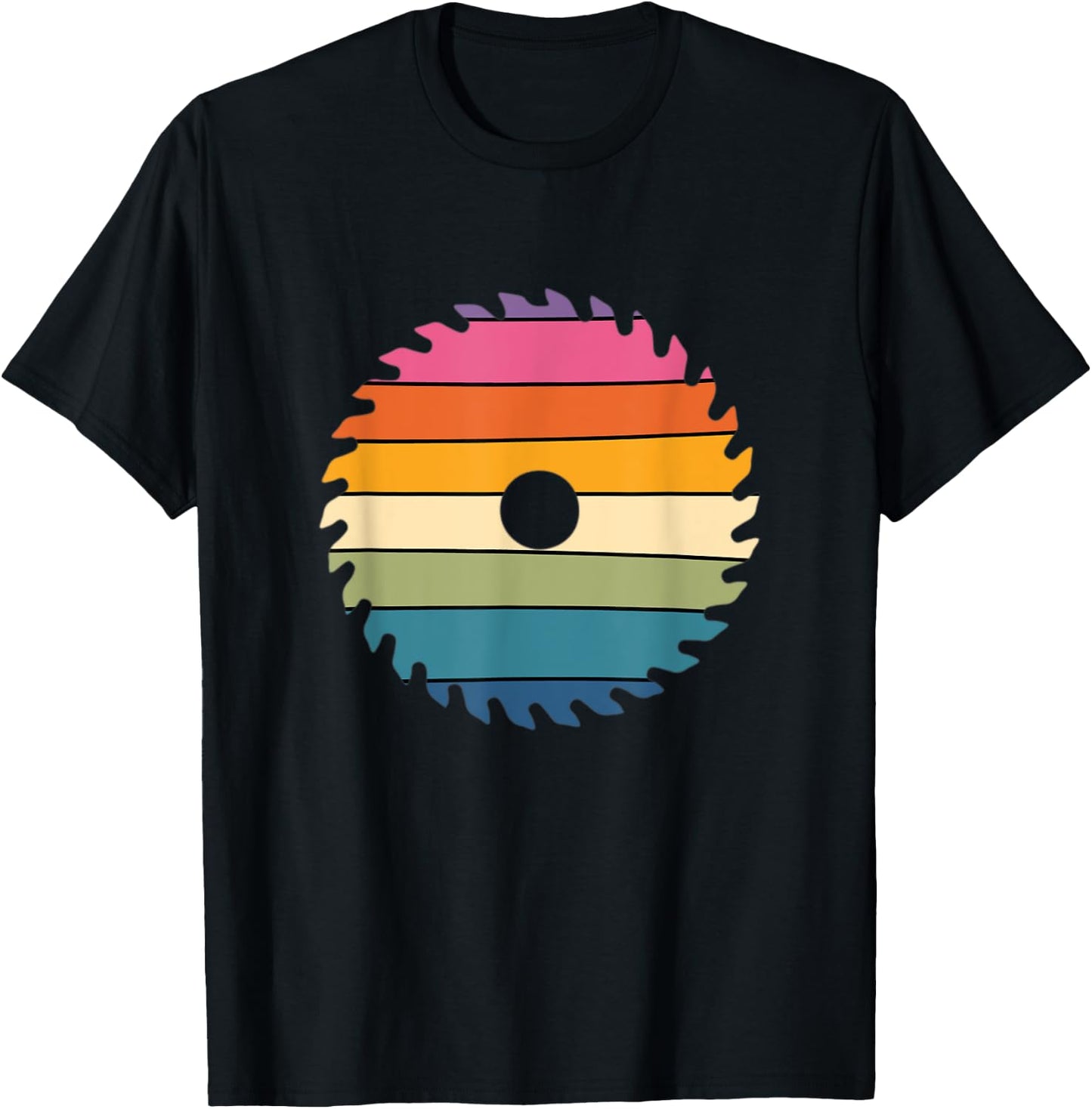Rainbow Colorful Retro Saw Blade Carpenters Woodworker Pride T-Shirt - T-Shirt | Black