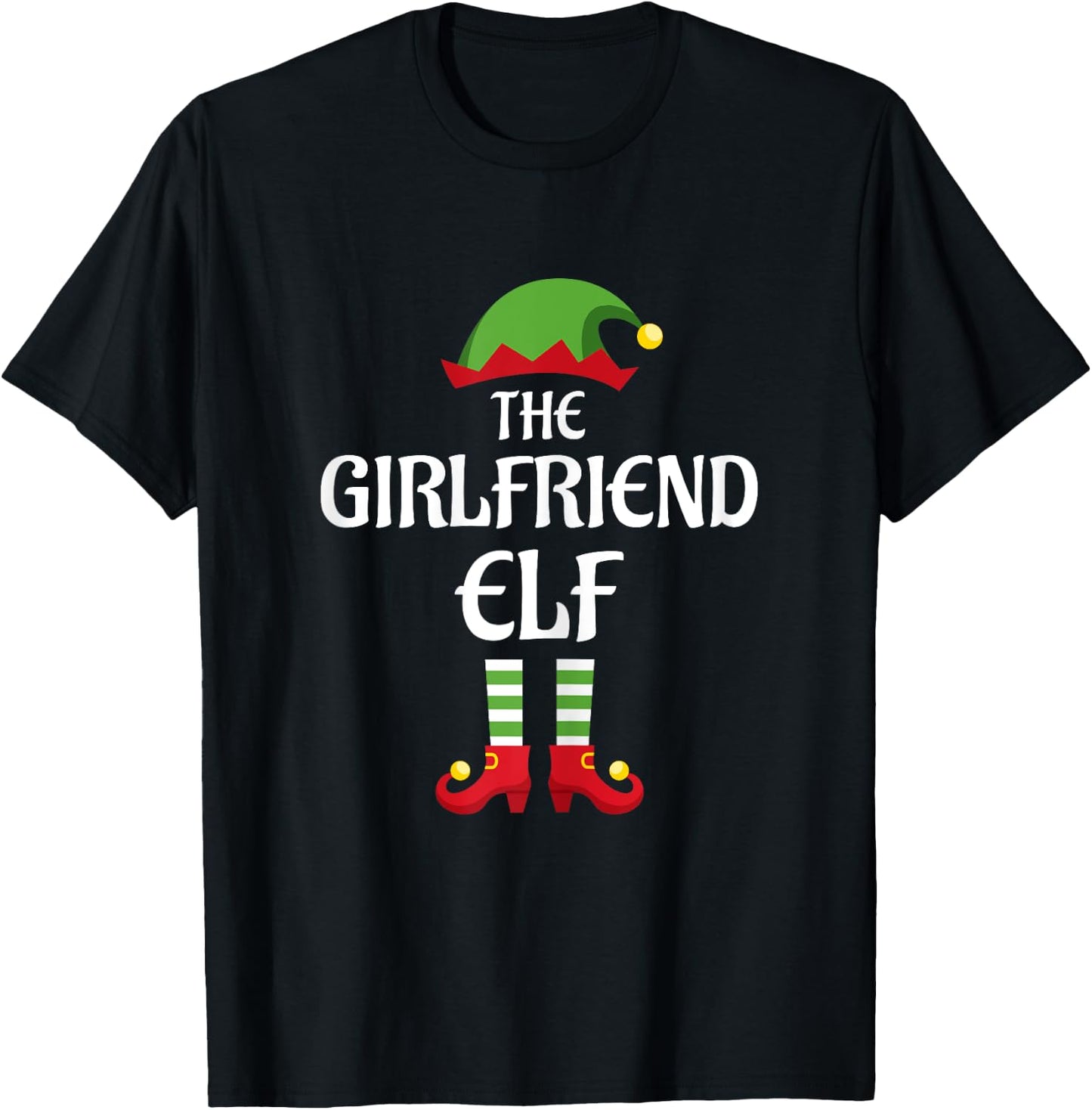 Girlfriend Elf Family Matching Group Christmas T-Shirt - T-Shirt | Black