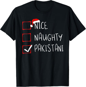 Nice Naughty Pakistani Christmas Pakistan Heritage Roots T-Shirt - T-Shirt | Black