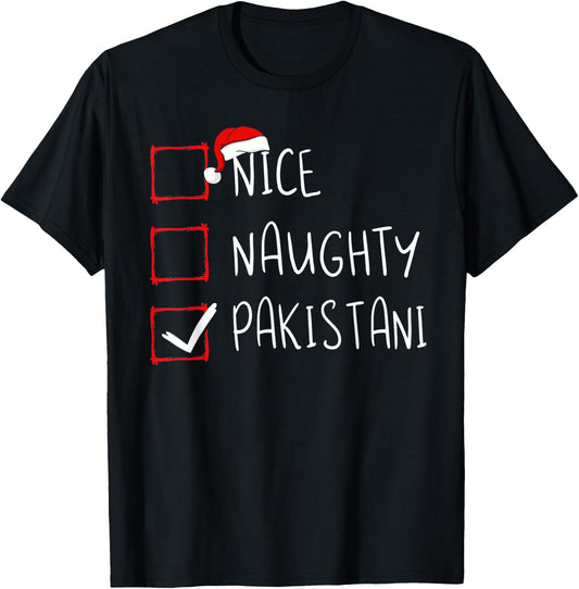 Nice Naughty Pakistani Christmas Pakistan Heritage Roots T-Shirt - T-Shirt | Black