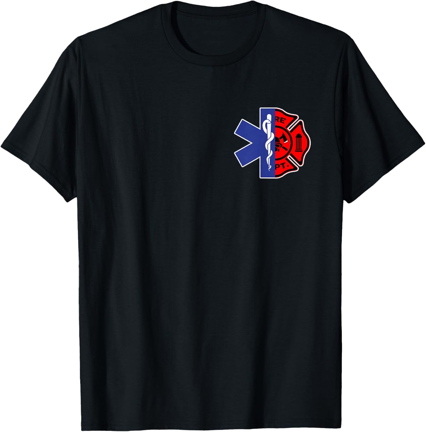 EMT Firefighter Shirt Firefighter Two Sided EMS Gift T-Shirt - T-Shirt | Black