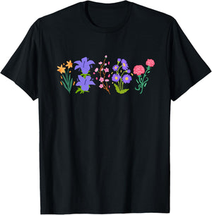 Vintage Inspired Botanical Flower Gardener Naturalist Flower T-Shirt - T-Shirt | Black