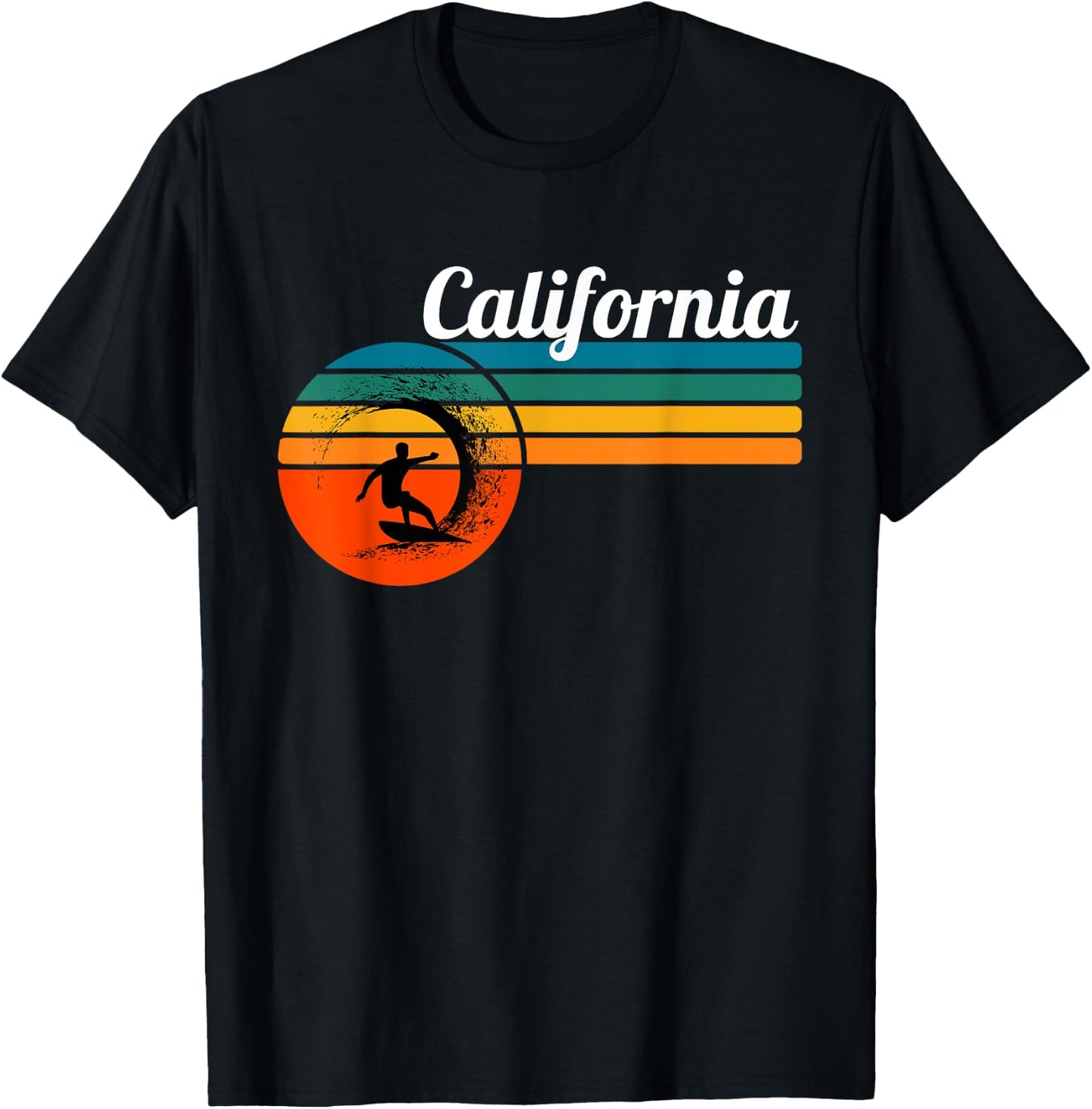 Surf California Beach Vintage Retro Surf Men Women Girls Kids T-Shirt - T-Shirt | Black