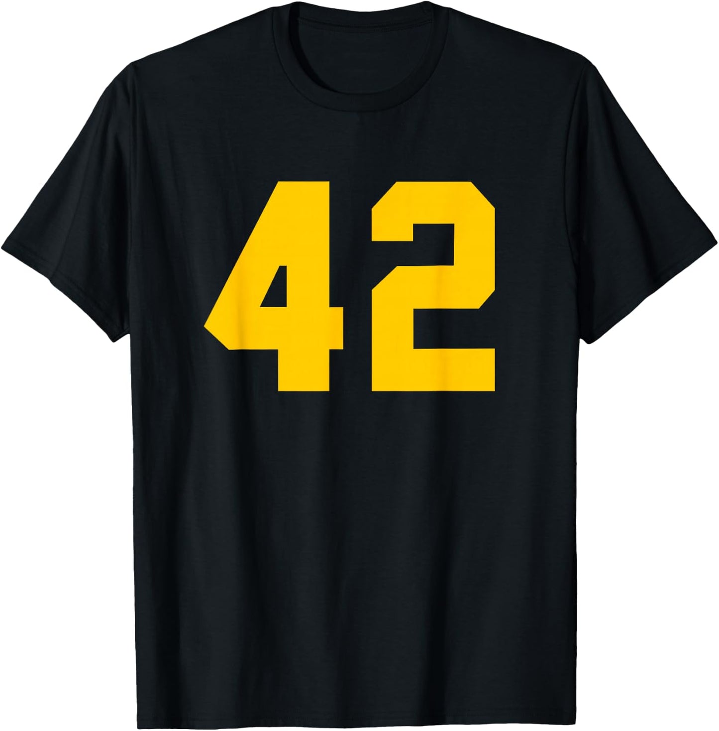 Yellow Sports Team Number #42 T-Shirt - T-Shirt | Black