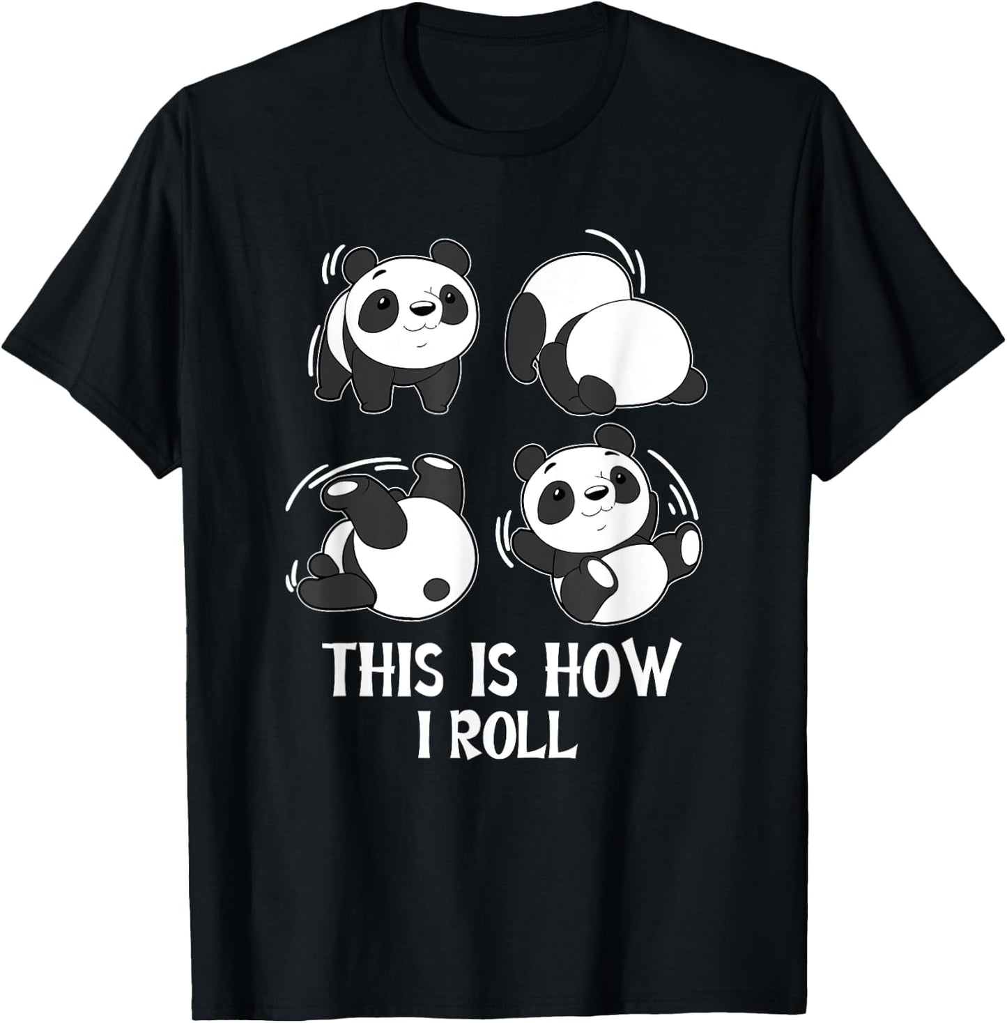 Cute This Is How I Roll Panda Yoga Somersault Tumble Pandas T-Shirt - T-Shirt | Black