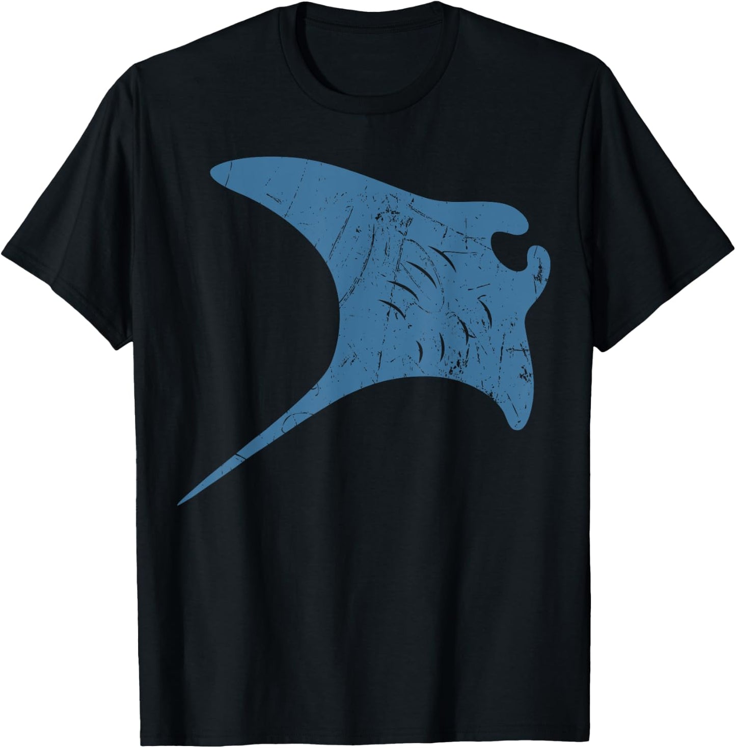 Manta Ray Vintage Stingray Fish Mantas Ocean Biologist T-Shirt - T-Shirt | Black