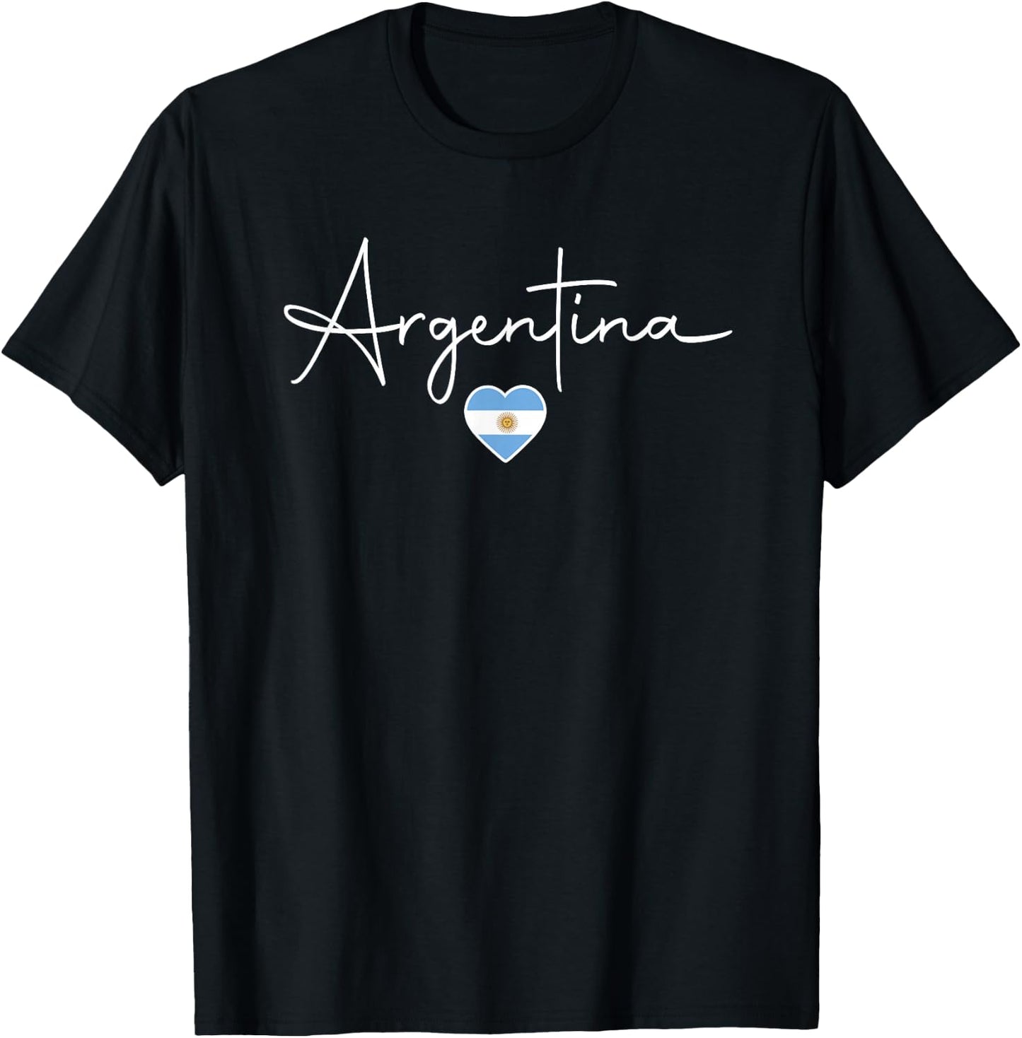 Argentina Flag Heart Argentinian Vintage Souvenir T-Shirt - T-Shirt | Black