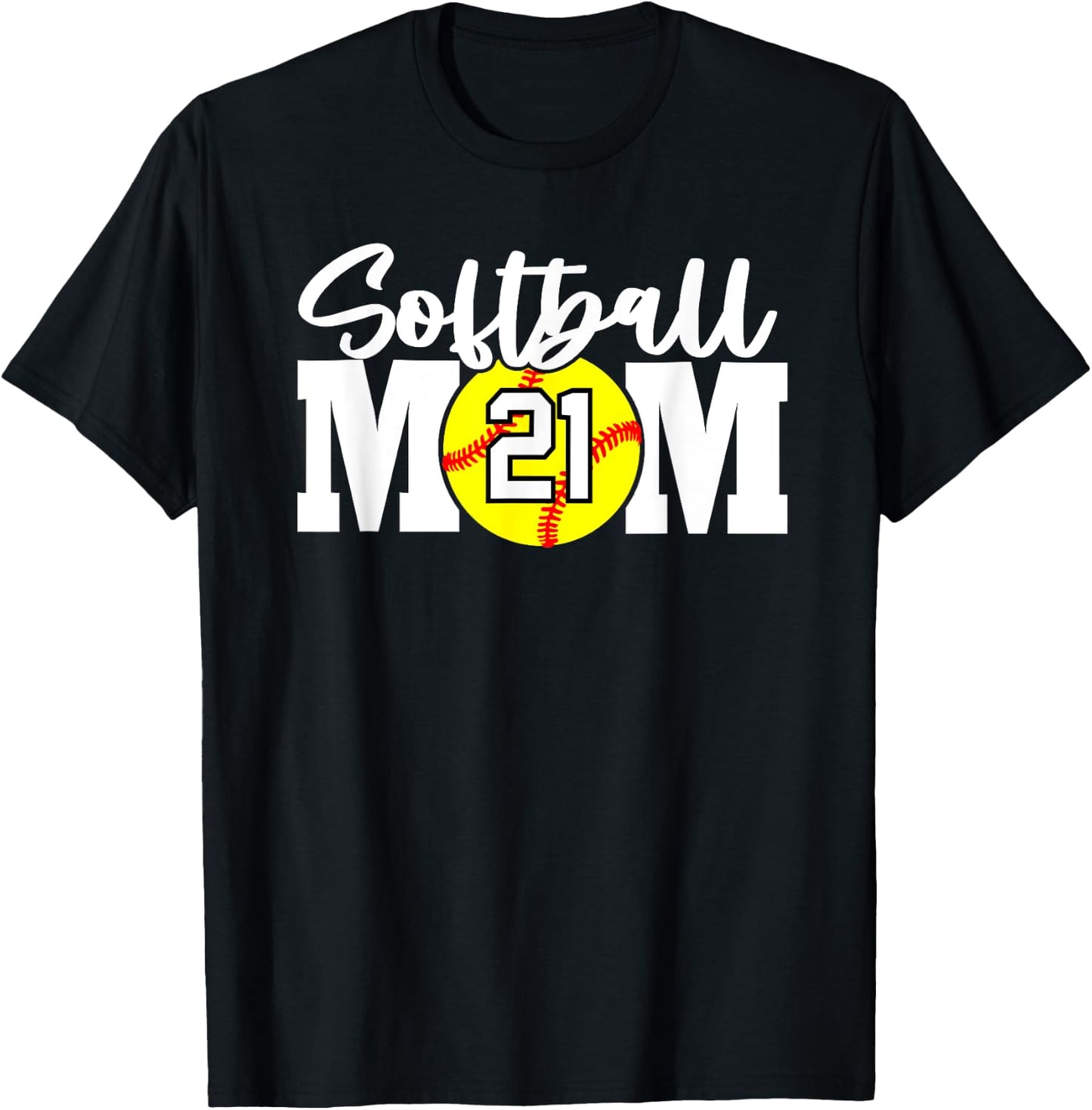 Softball Mom Number #21 T-Shirt - T-Shirt | Black