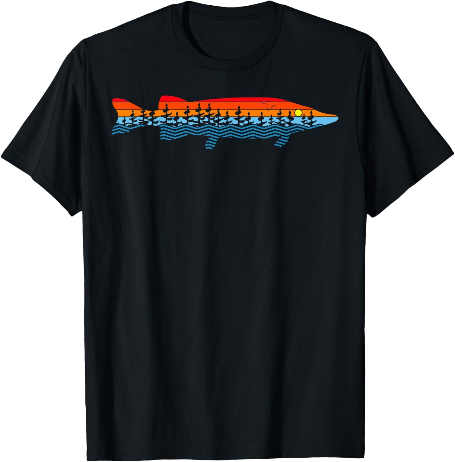 Vintage Nature Outdoor Fishing - Fisher Chain Pickerel T-Shirt - T-Shirt | Black