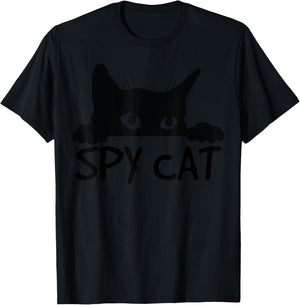 Spy Cat Cute Cat Lover Cat Mom Cat Lady Funny Cat T-Shirt - T-Shirt | Black