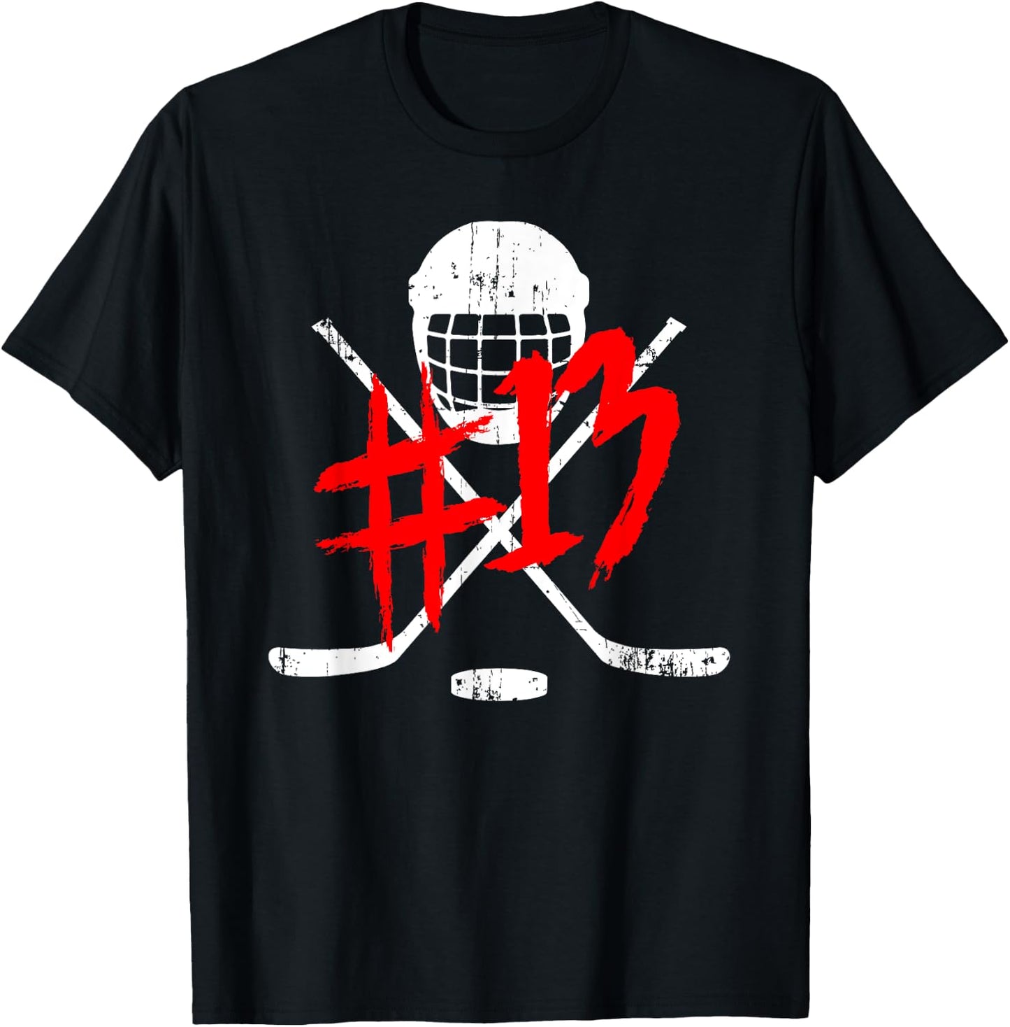 Vintage Hockey 13 Jersey Number T-Shirt - T-Shirt | Black