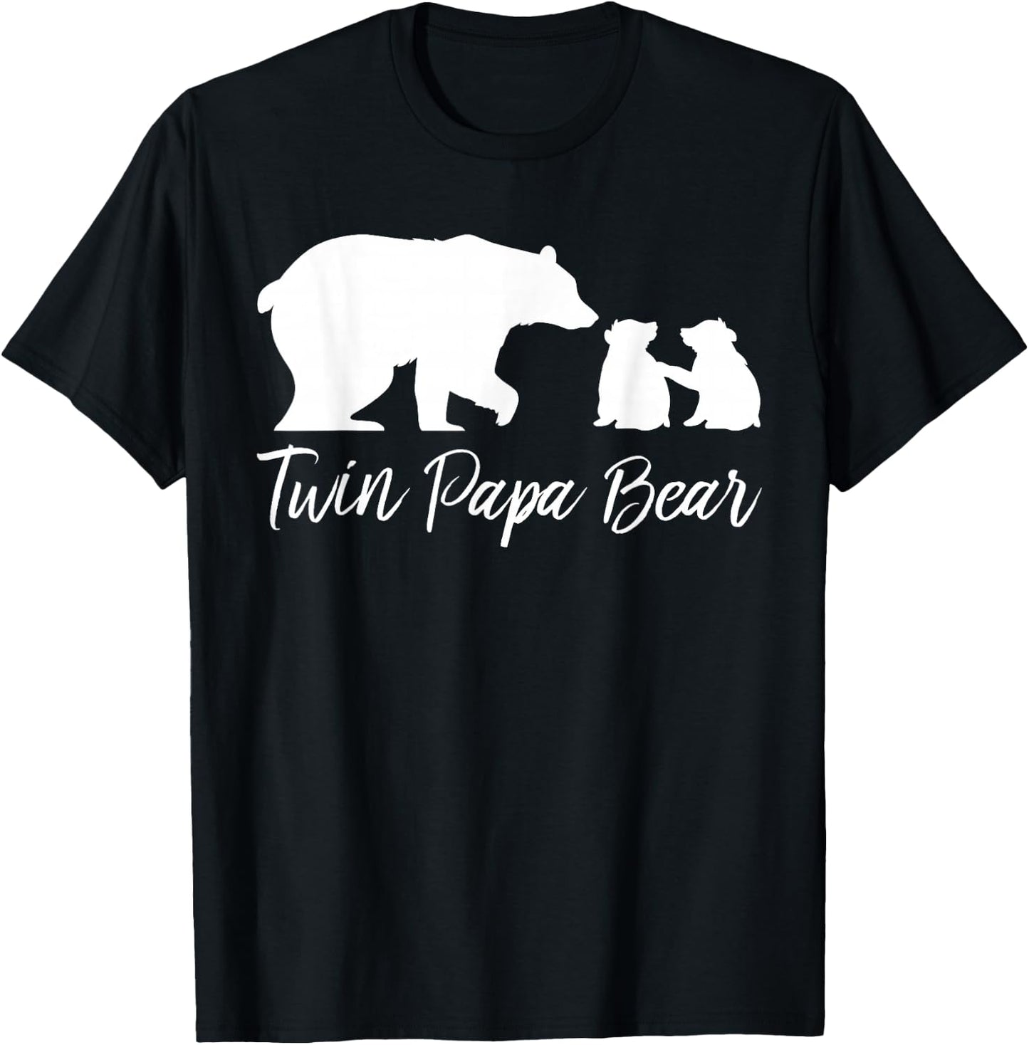 Twin Papa Bear With Two Baby Cubs T-Shirt - T-Shirt | Black