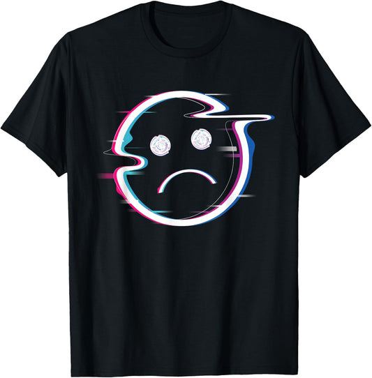 Sad Boi Pink Aesthetic Vaporwave Sadboi Sad Face Glitch Art T-Shirt - T-Shirt | Black