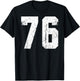 Number #76 Sport White Vintage Number T-Shirt - T-Shirt | Black