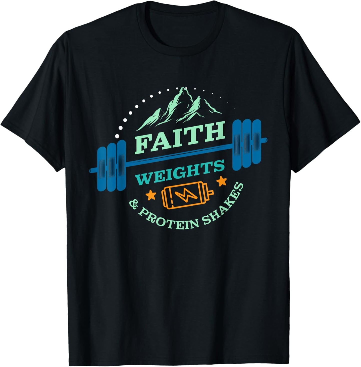 Christian Gym for Faith Weights and Protein Shakes T-Shirt - T-Shirt | Black