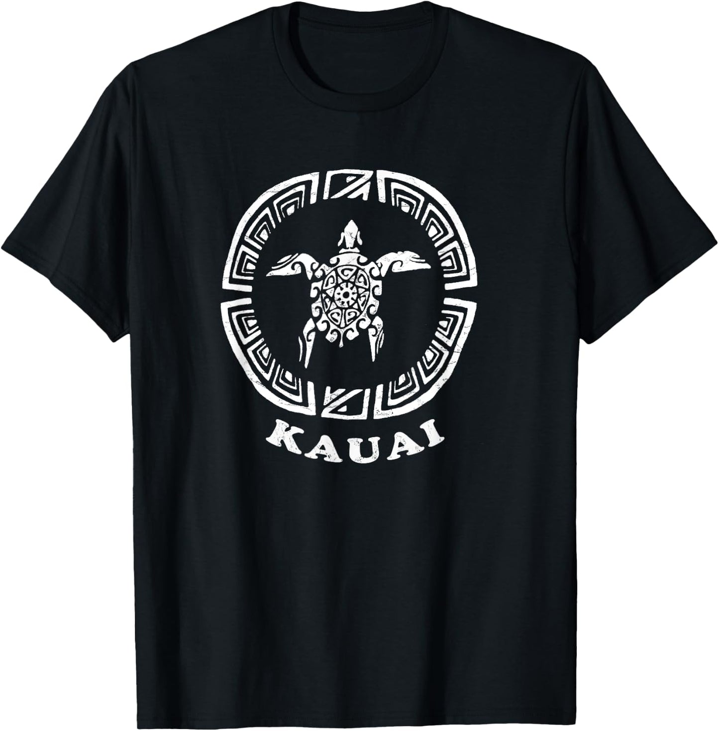 Kauai, Hawaii Vintage Retro Tribal Turtle Vacation T-Shirt - T-Shirt | Black