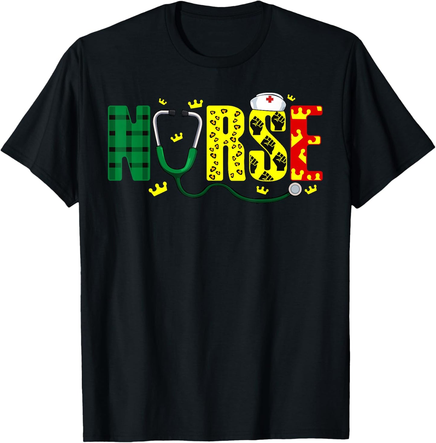 Nurse Stethoscope Juneteenth Melanin Pride African American T-Shirt - T-Shirt | Black