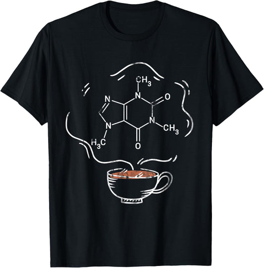 Caffeine Molecule Organic Chemistry Scientist Barista T-Shirt - T-Shirt | Black