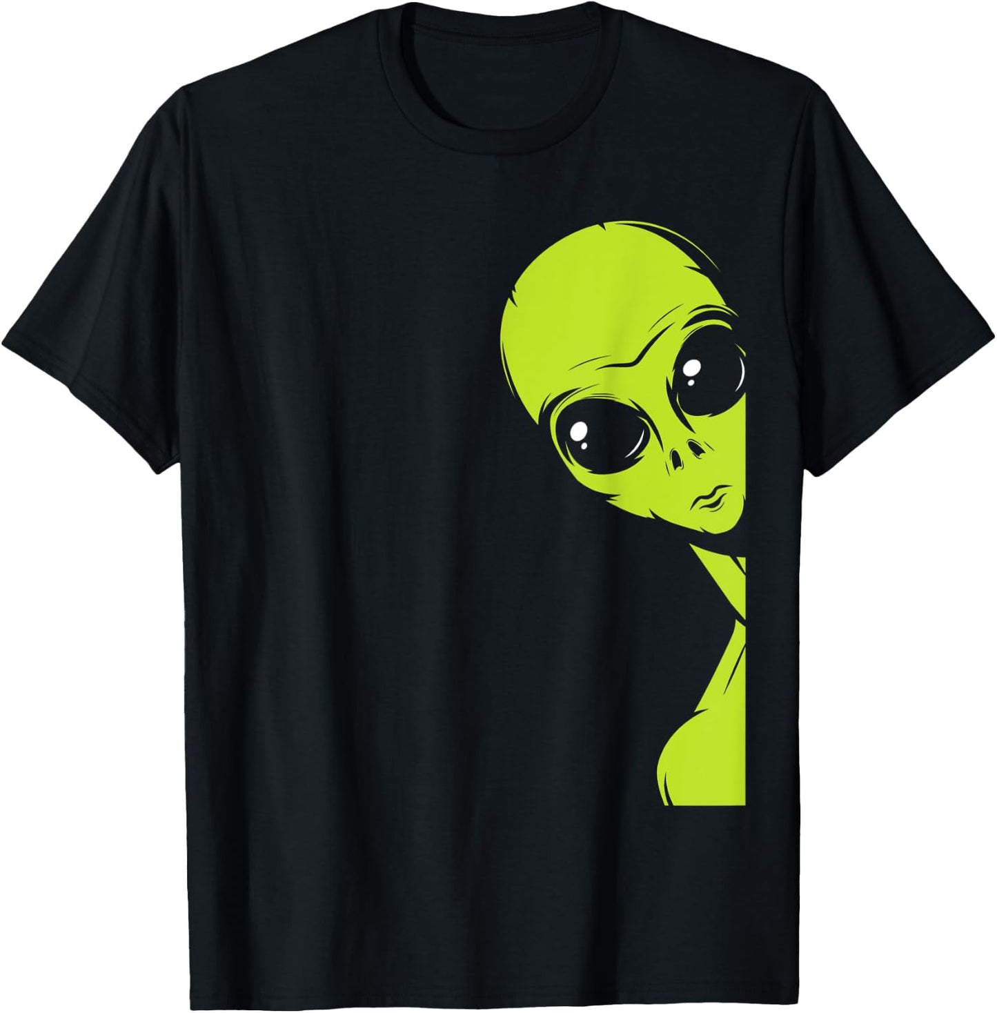 Funny Alien Peeking Alien Believer T-Shirt - T-Shirt | Black