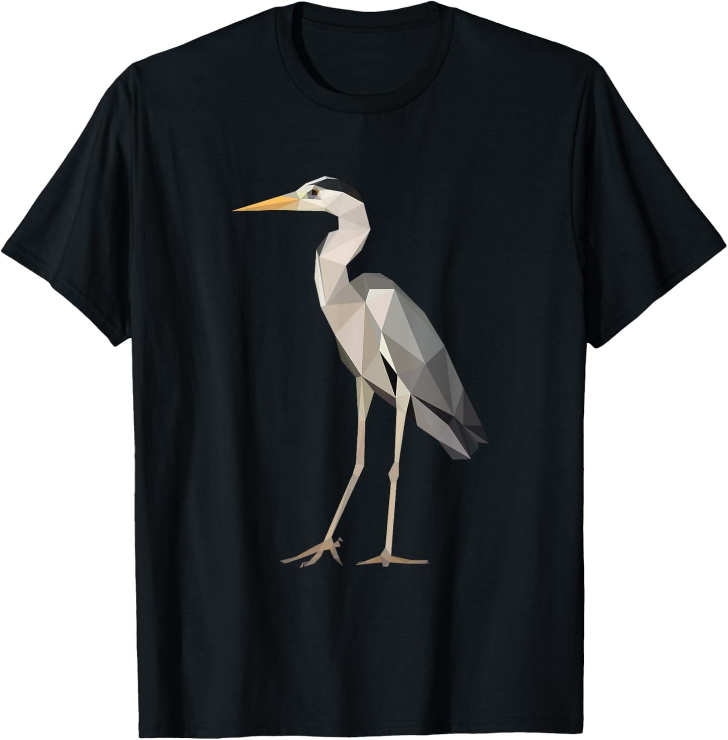 Poly Heron Wildlife Bird Birdwatcher T-Shirt - T-Shirt | Black
