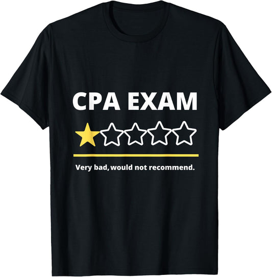 Funny CPA Exam Accountant women gift One Star T-Shirt - T-Shirt | Black