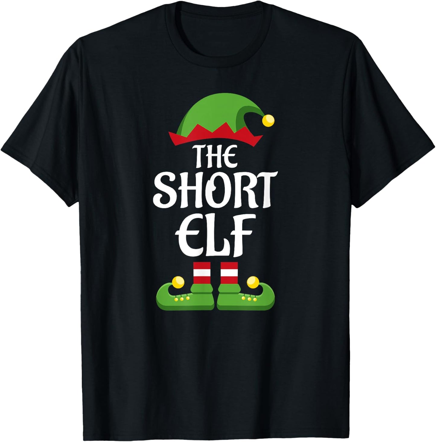 Short Elf Family Matching Group Christmas T-Shirt - T-Shirt | Black