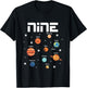 9 Year Old Outer Space Birthday Shirt Solar Planets 9th Gift T-Shirt - T-Shirt | Black
