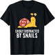 Snail Lover Easily Distracted By Snails T-Shirt - T-Shirt | Black