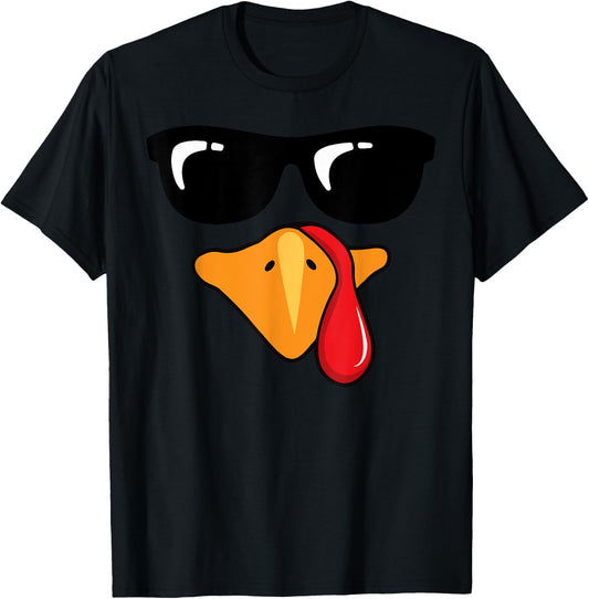 Coolest Turkey Face Funny Thanksgiving Day for Kids T-Shirt - T-Shirt | Black