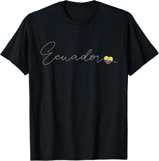 Ecuador Simple Love Ecuadorian Flag Heart on Ecuador T-Shirt - T-Shirt | Black
