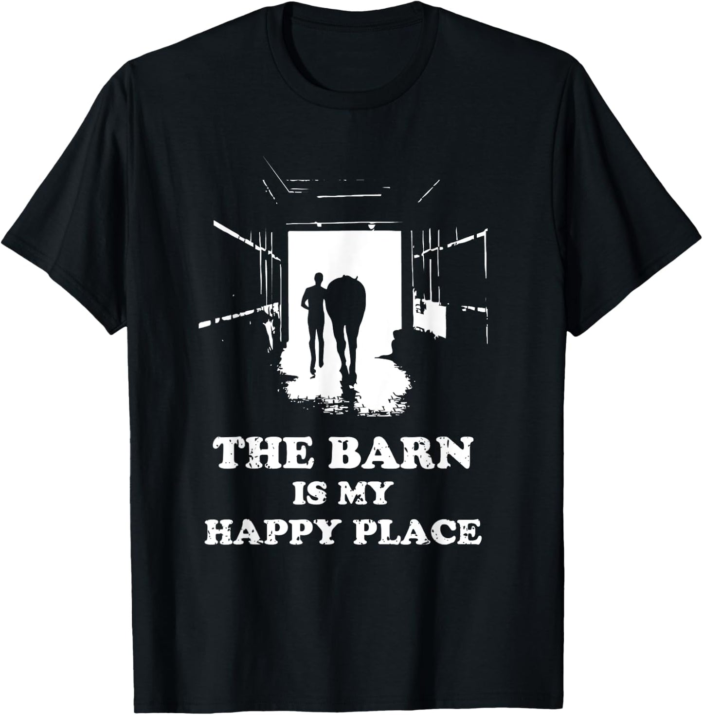 The Barn Is My Happy Place Horse Lover Men Kids T-Shirt - T-Shirt | Black