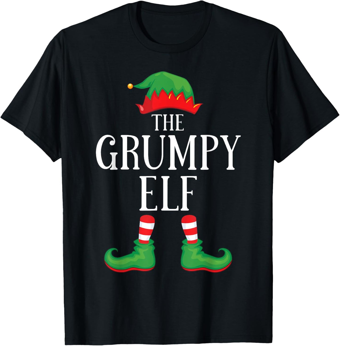 Grumpy Elf Matching Group Xmas Funny Family Christmas T-Shirt - T-Shirt | Black