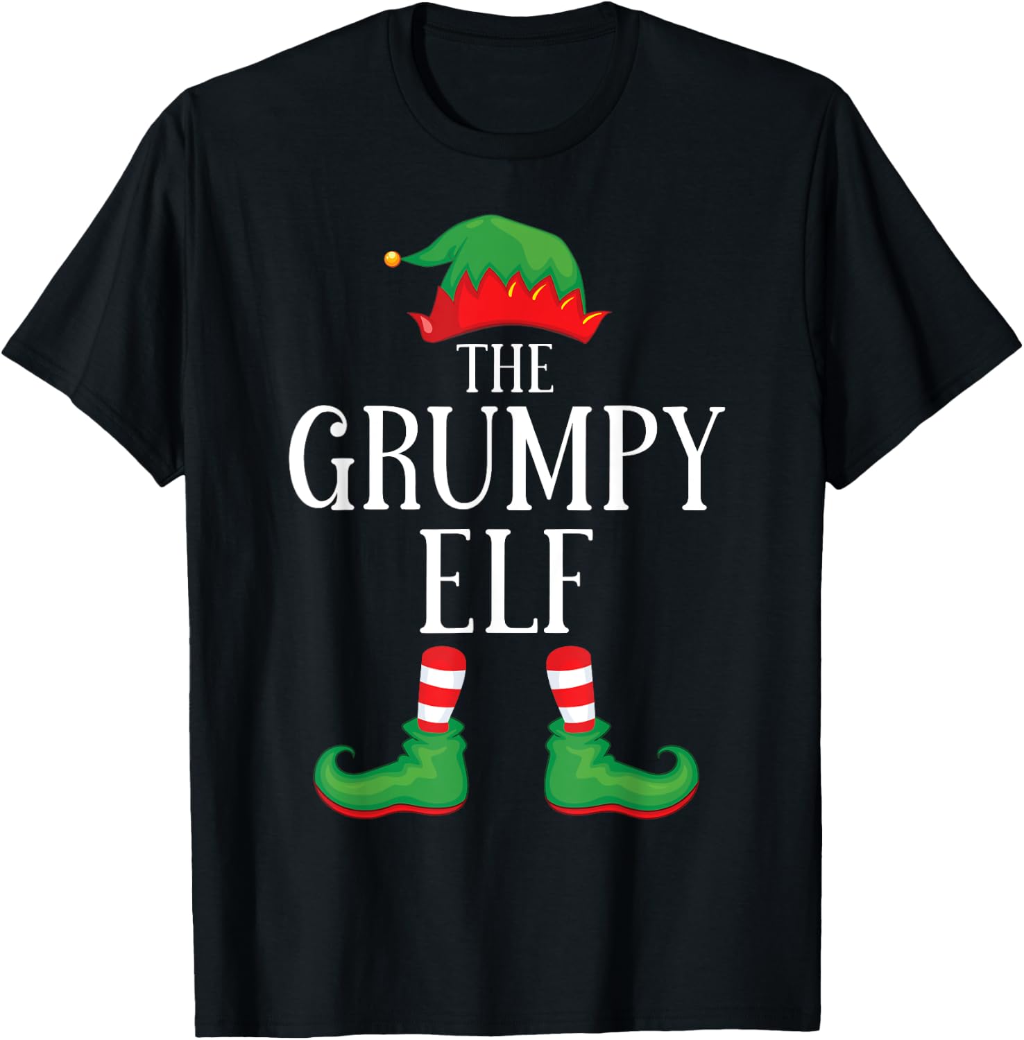 Grumpy Elf Matching Group Xmas Funny Family Christmas T-Shirt - T-Shirt | Black