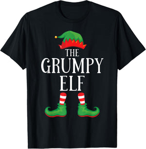 Grumpy Elf Matching Group Xmas Funny Family Christmas T-Shirt - T-Shirt | Black