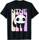 Kids 9 Year Old Cute Panda Bear Birthday Decoration Party T-Shirt - T-Shirt | Black