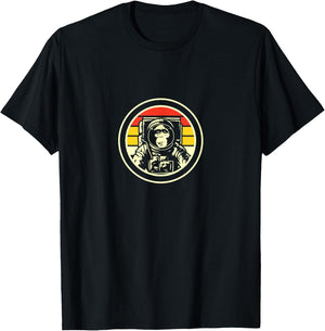 Retro Astronaut Space Monkey T-Shirt - T-Shirt | Black