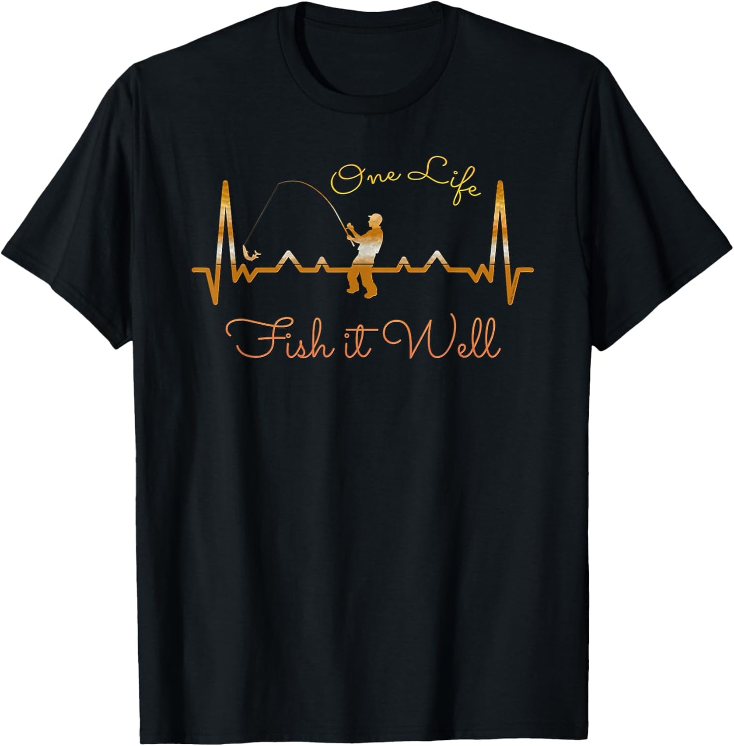 Fisherman's Heartbeat Fishing Lovers Father's Day T-Shirt - T-Shirt | Black