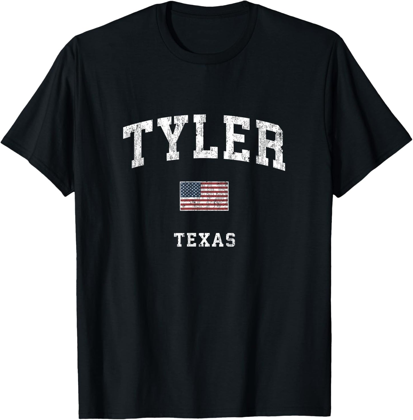 Tyler Texas TX Vintage American Flag Sports Design Kids Men T-Shirt - T-Shirt | Black