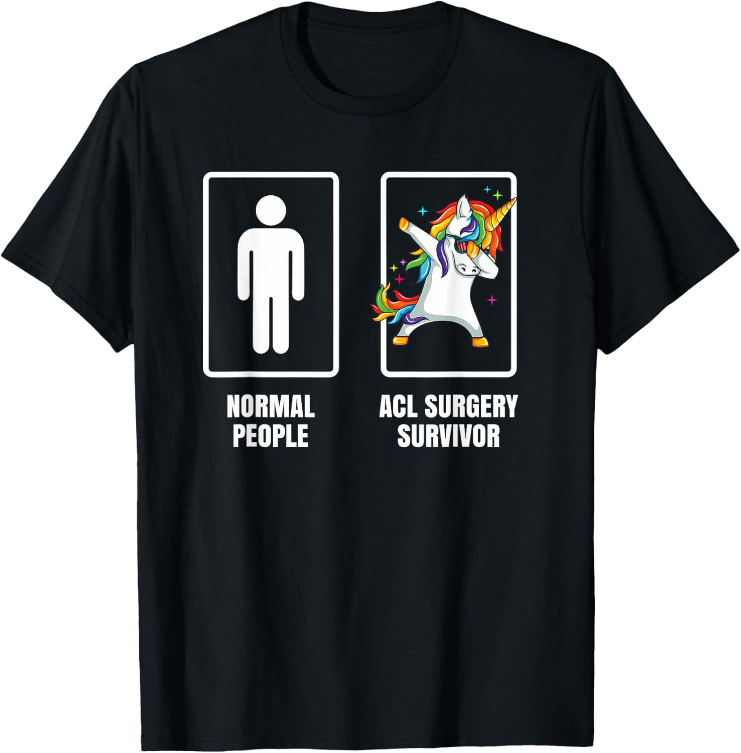 Dabbing Unicorn ACL Knee Surgery Survivor Recovery Get Well T-Shirt - T-Shirt | Black