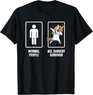 Dabbing Unicorn ACL Knee Surgery Survivor Recovery Get Well T-Shirt - T-Shirt | Black