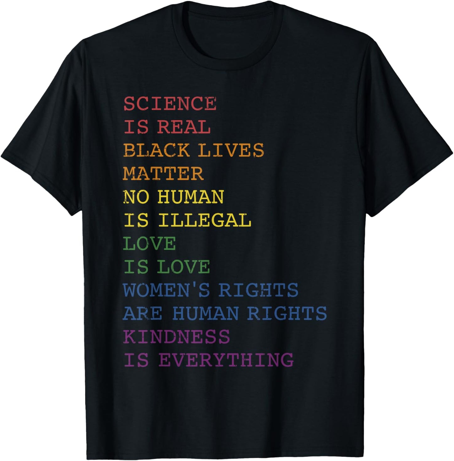 Science love kindness rainbow flag for gay and lesbian pride T-Shirt - T-Shirt | Black