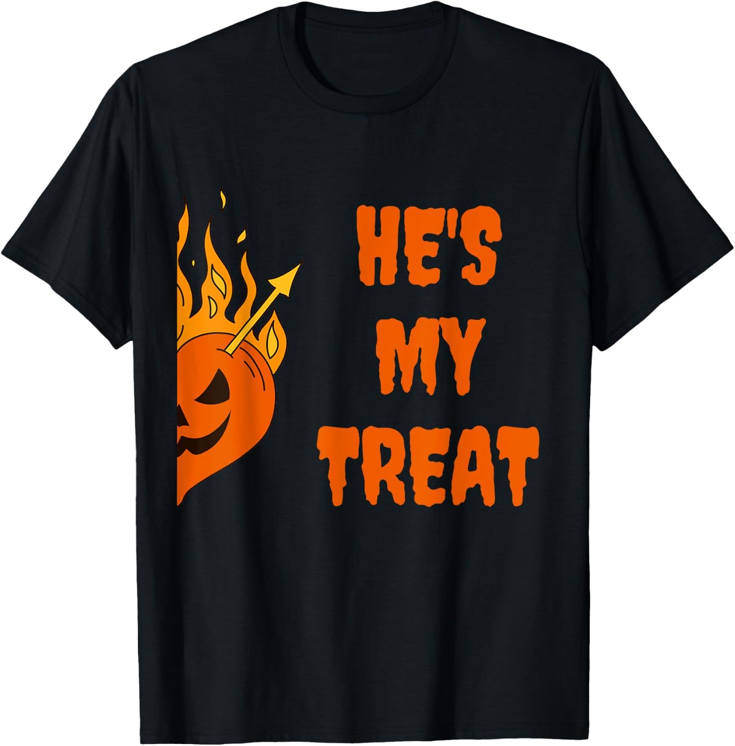 He's My Treat She's My Trick Halloween Matching Set Couples T-Shirt - T-Shirt | Black