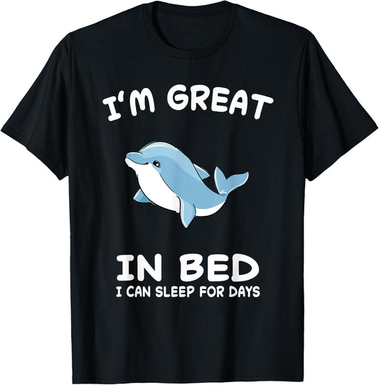 Dolphin Dolphins Nap Sleep Sleeping Pajama Nightgown T-Shirt - T-Shirt | Black
