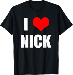 I Love Nick - Heart T-Shirt - T-Shirt | Black