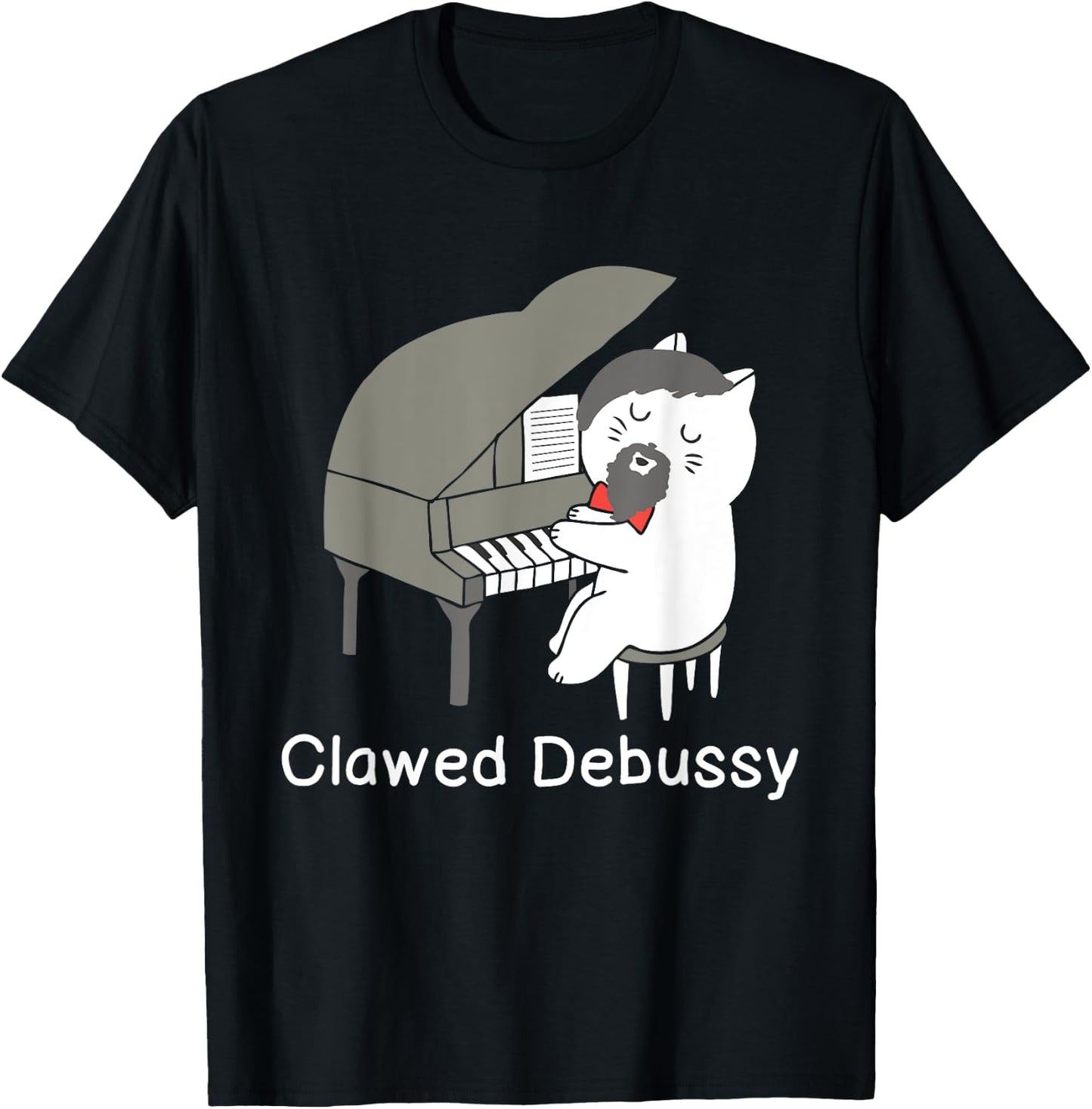 Clawed Debussy Cat Piano - Classical Music Composer Teacher Women Girls Kids T-Shirt - T-Shirt | Black