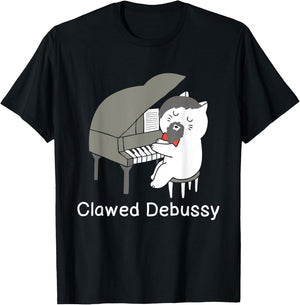 Clawed Debussy Cat Piano - Classical Music Composer Teacher Women Girls Kids T-Shirt - T-Shirt | Black
